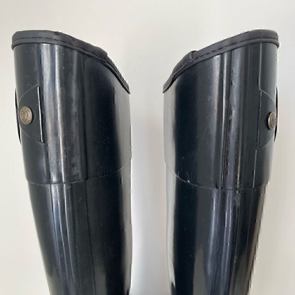 Hunter Sandhurst Carlyle Rain Boots Tall Black Rubber Size US 5-6 EU 35-36 - Picture 11 of 14